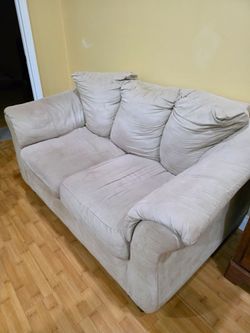 Beige Microfiber Loveseat