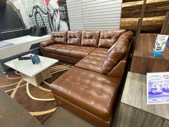 Brand new Cognac leather sectional! Payment plan available