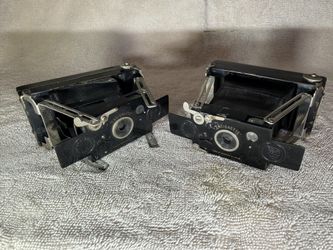 Pair of antique Houghton Ensignette No.1 strut-folding cameras