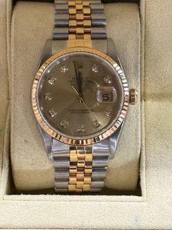 Rolex datejust two tone 18k gold watch