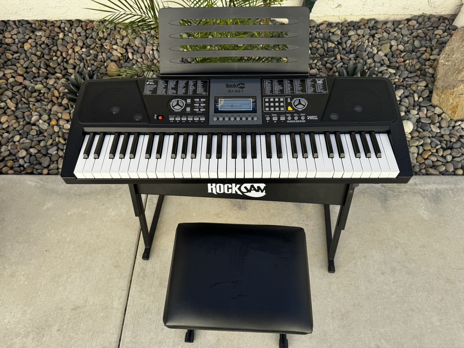 RockJam 61-Key Keyboard Piano Kit with Keyboard Stand & Stool,