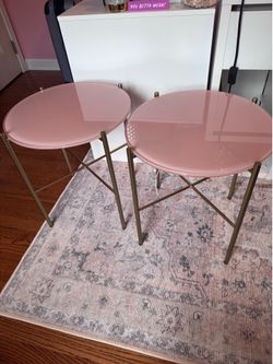 LUXURY Pink Glass End Tables (2)