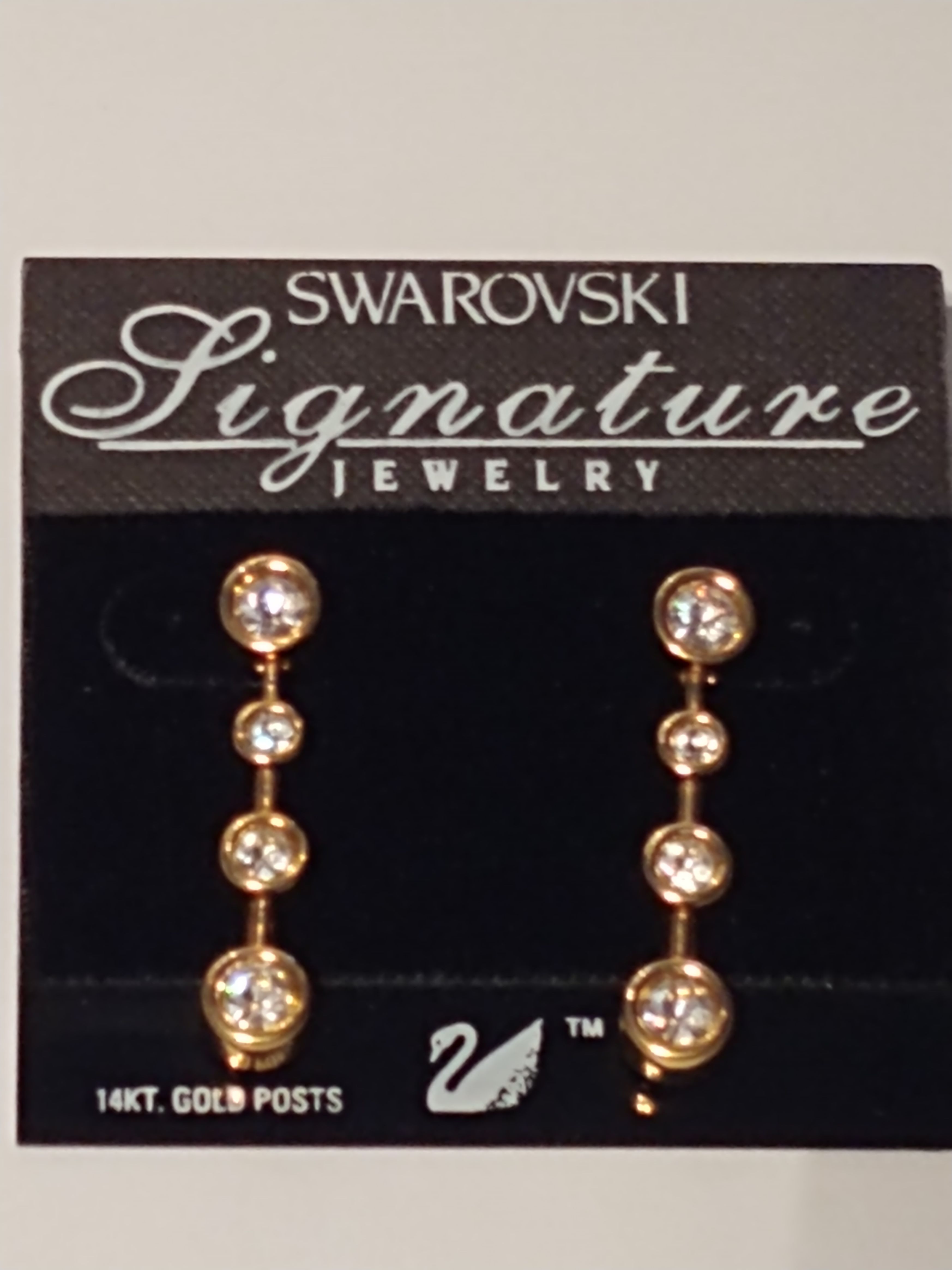 SWAROVSKI Signature Jewelry 4 Stone Earrings in 14 kt. Gold Posts