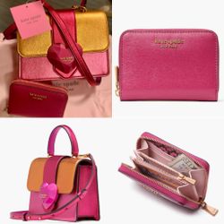 KATE SPADE METALLIC HEART CROSSBODY BAG SET