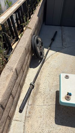 45 Pound Bench Bar With 45 Pound Plates