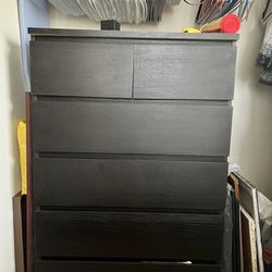 IKEA MALM 6-drawer chest, Dresser black-brown