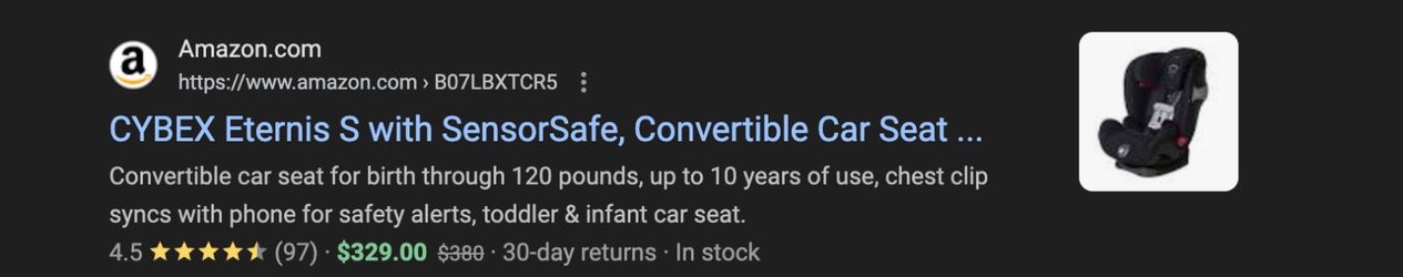 CYBEX Eternis S with SensorSafe, Convertible Car Seat New in box