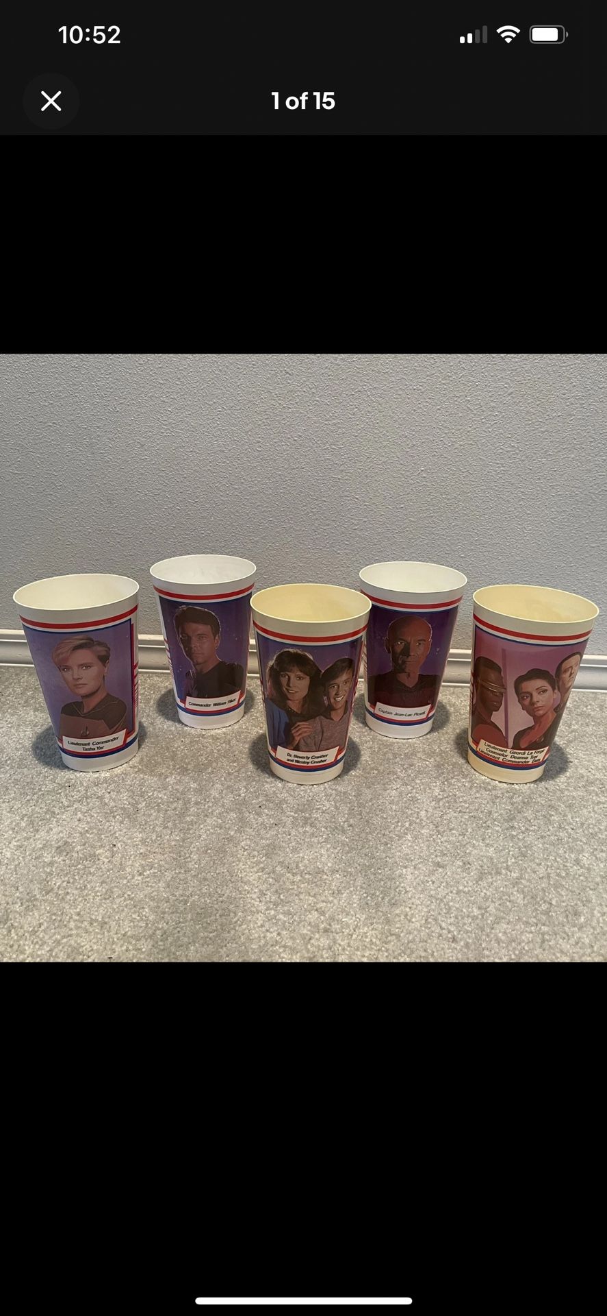 RARE Star Trek The Next Generation Icee Cups 1987