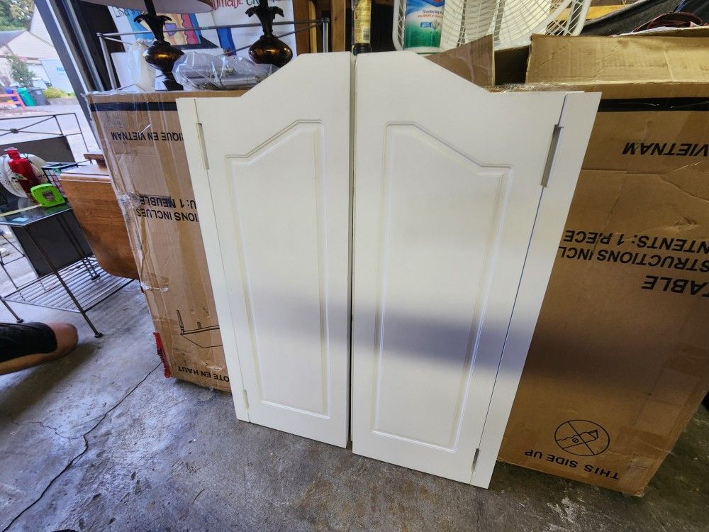 Swinging Double Half White Saloon Door-Cafe Wood Swing Modern Half Door