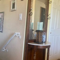 VINTAGE HALLWAY MIRROR WITH HOOKS