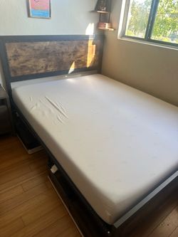 Industrial Metal and Wood Bed Frame