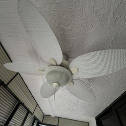 Outside White Wicker Ceiling Fan