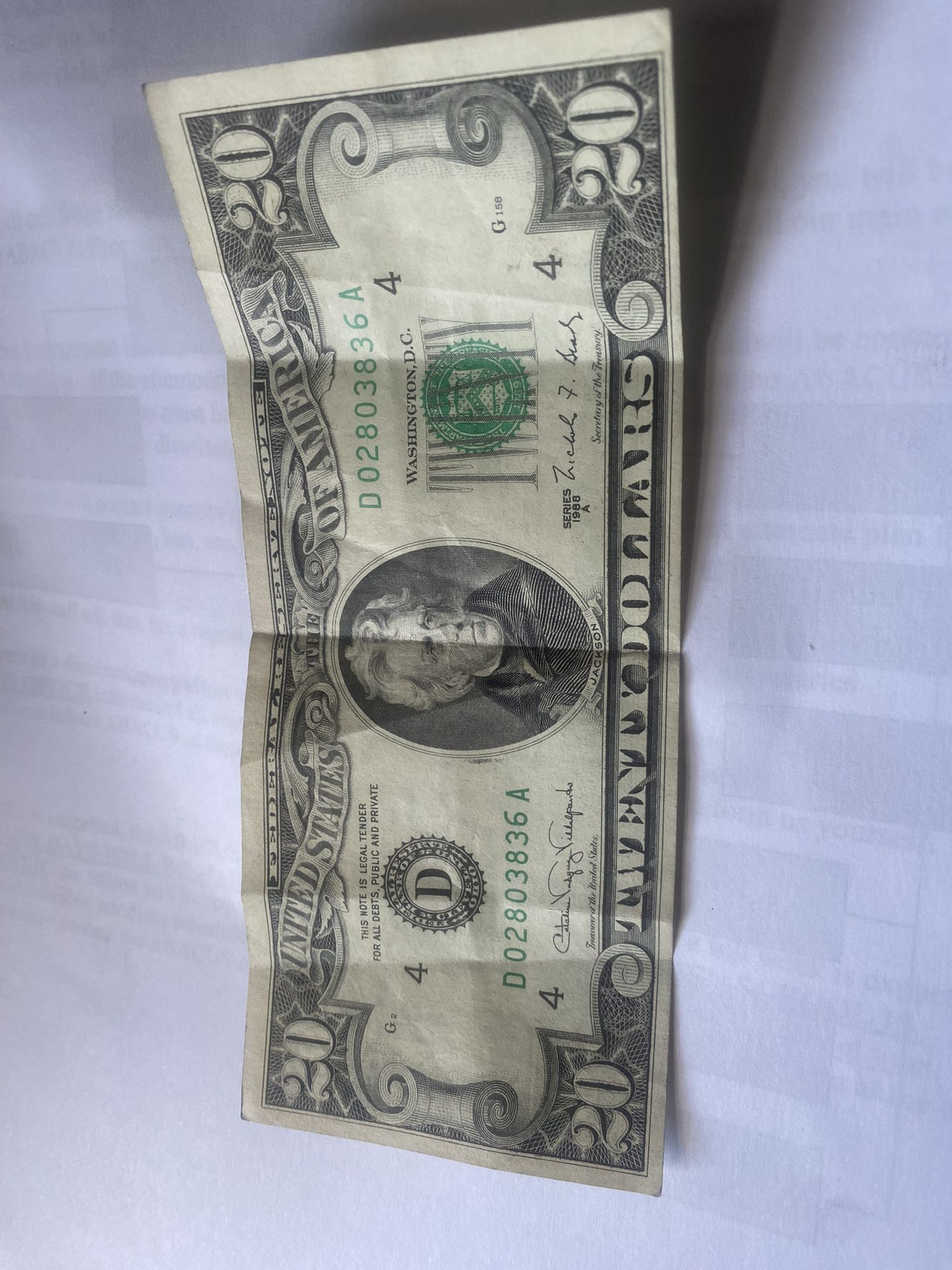 1988 20 Dollar Bills 