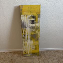 Abstract Yellow and Gray Canvas Art