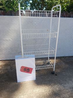 4 Tier Rolling Shelf White