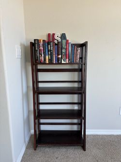 Dark Brown Wood Folding Bookshelf