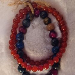 NEW UNIQUE BIRTHSTONE GEMS JEWELRY JULY CARNELIAN WITH AGATE, BRACELET, NECKLACE GEODE!