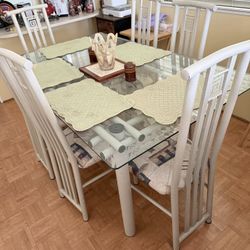 Glass Top Dining Table With 6 Chairs 