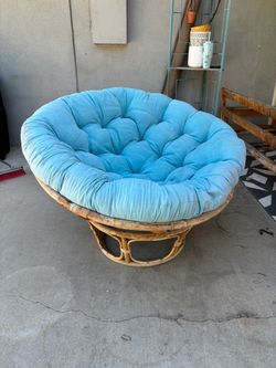 Blue rattan chair