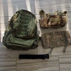 Lg Webbed Molle Pack w/ 2 Smaller Bags