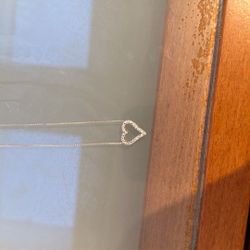 14k White Gold Necklace 0.1k Diamonds Heart Pendant