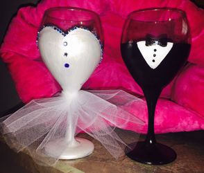 Bride & Groom Wine Glasses