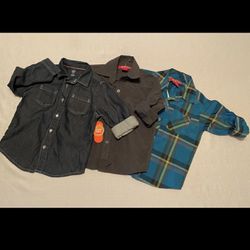 3 Boys Long-Sleeved Button Up Shirts Size 4T