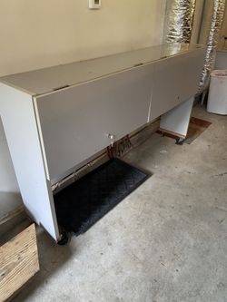 Steel Storage Cabinet w/ Wheels, Laminated Hinged  Locking Retractable Doors!