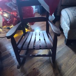 Antique Baby Rocking Chair, Red Wood 