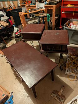 assorted all wood tables  20. 00 for all