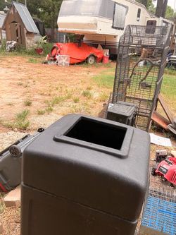 Large plastic trash can