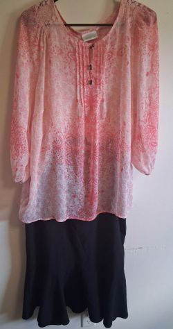 Pink Floral Print Sheer Blouse with Lace Detail