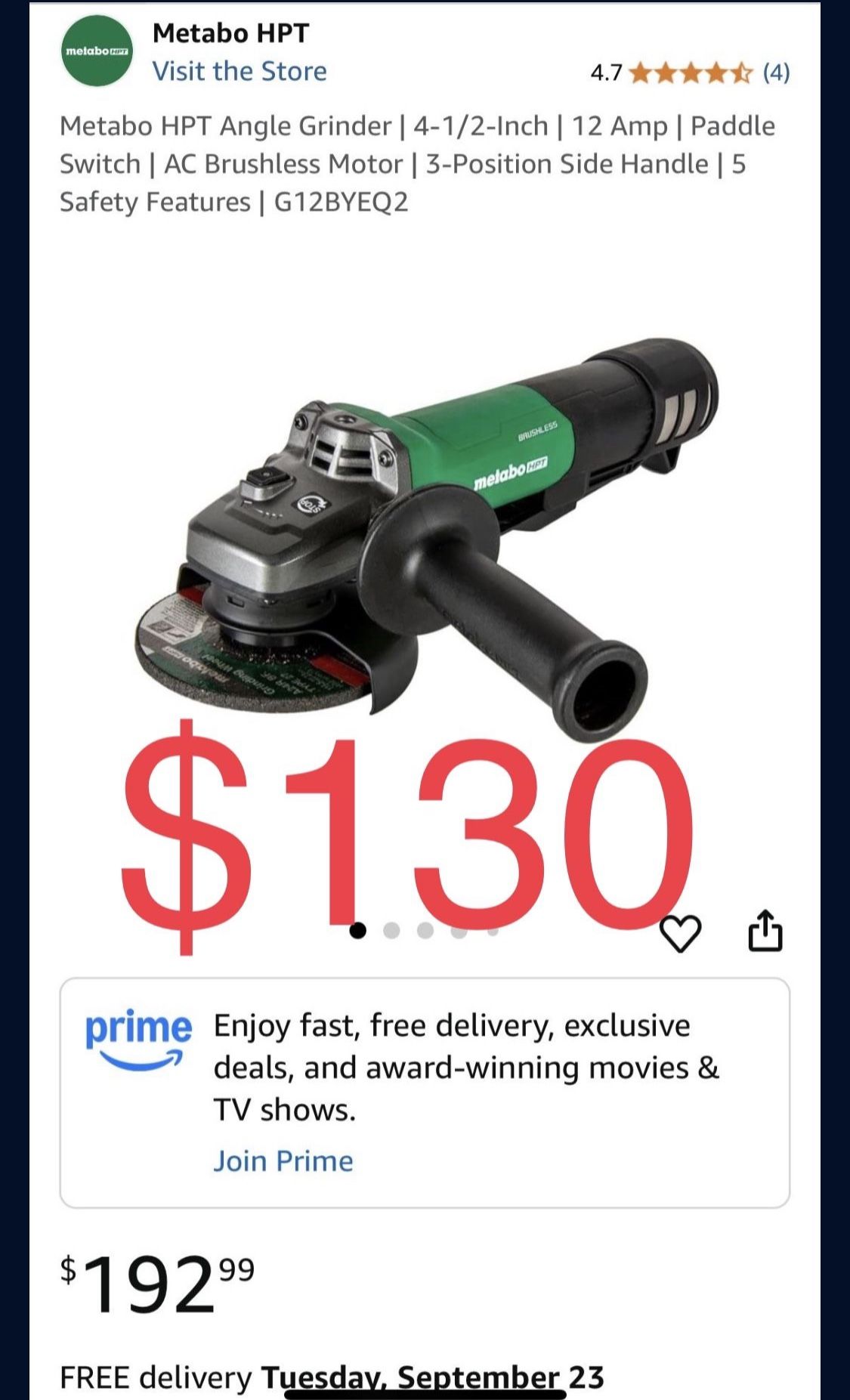 Metabo 4.5” Grinder