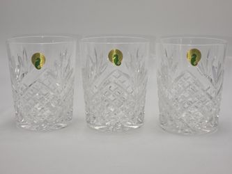 3pc Set Waterford Crystal Clear Cut-Glass Tumbler Set - Clear Made In Italy
