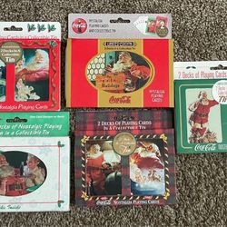 Coca-Cola Christmas Playing Card Sets *1995, 96, 97, 98, 99) - New