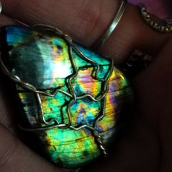 OMG Spectrolite /Labrodite Wire Wrapped Pendant