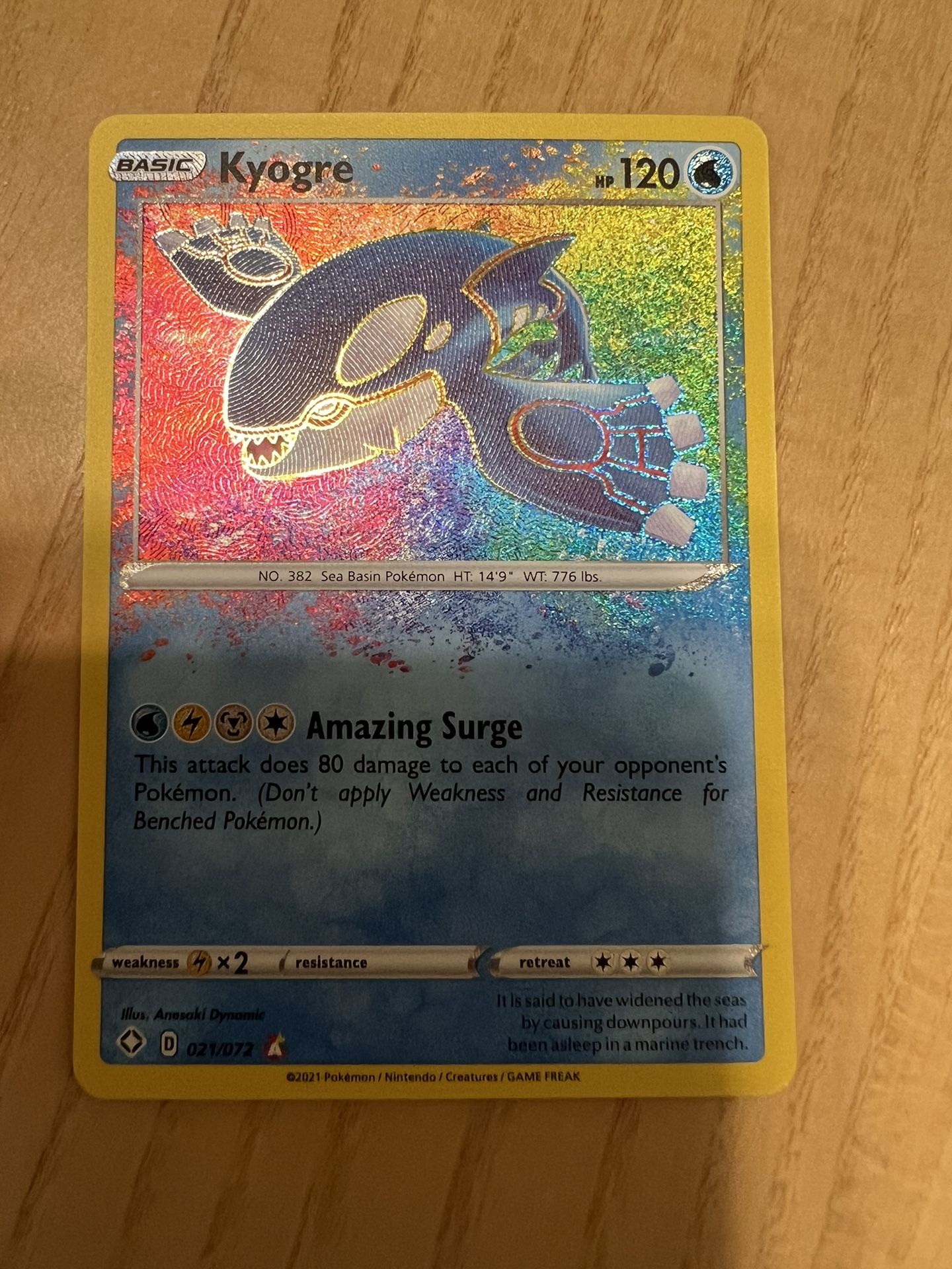 Kyogre Amazing Rare Holo Shinning Fates NM