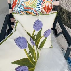 Outdoor Patio Metal Furnitures Wicker Chairs Set with Many Pillows FREE DELIVERY