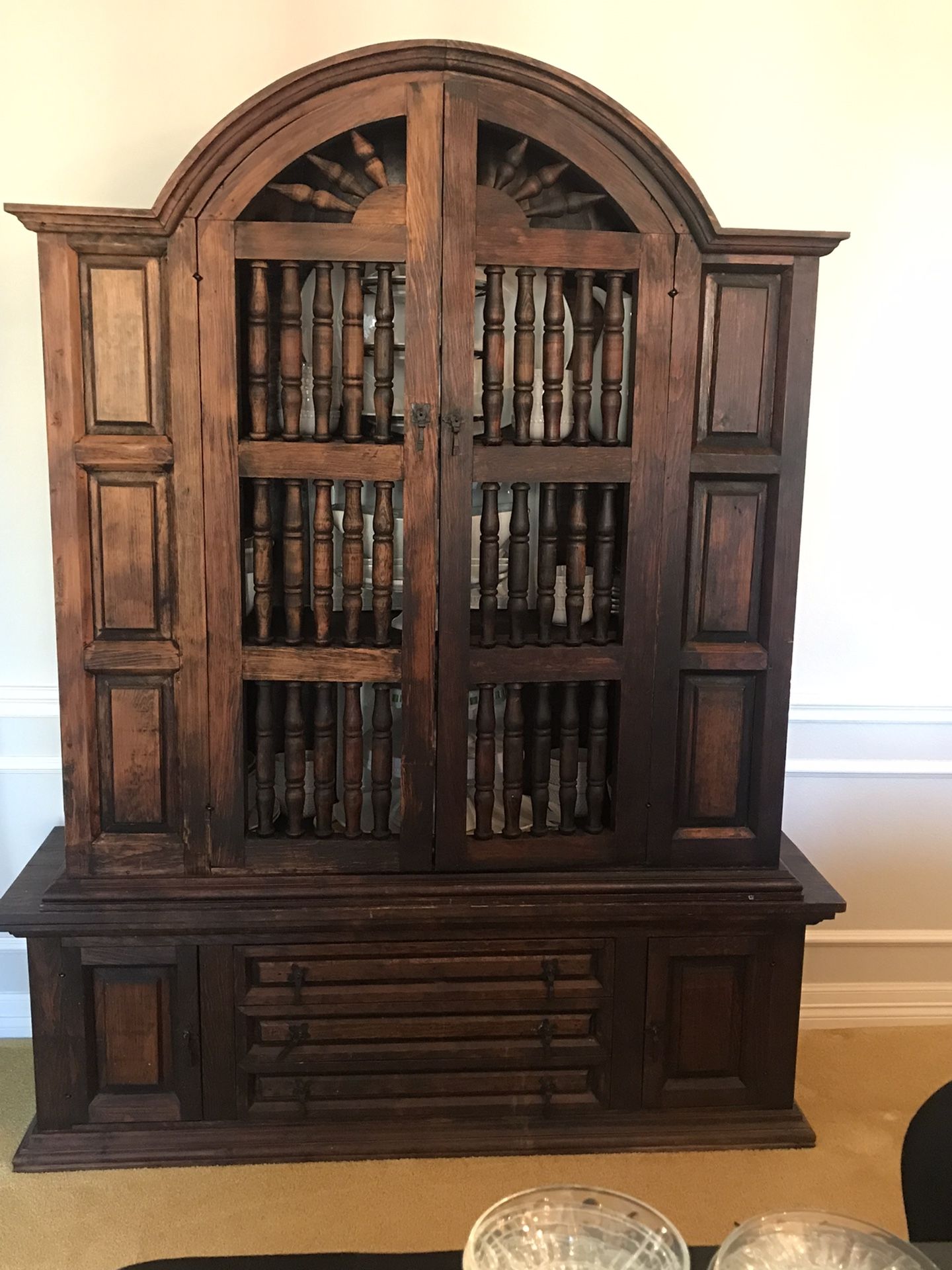 Beautiful Solid Wood 2 piece Hutch  