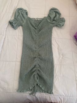 Ruched Pastel Green Dress