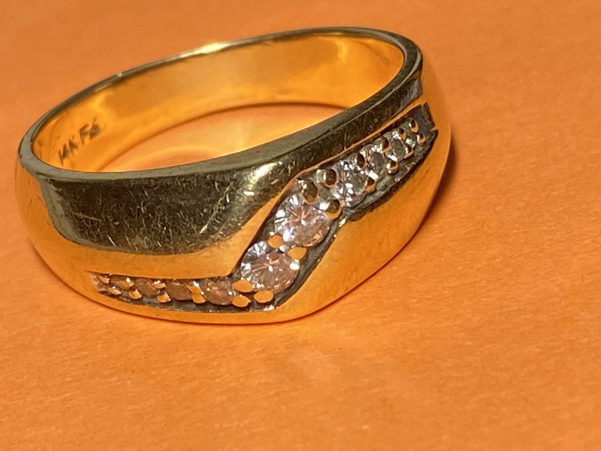 14K Solid Gold Diamond Ring Size 10