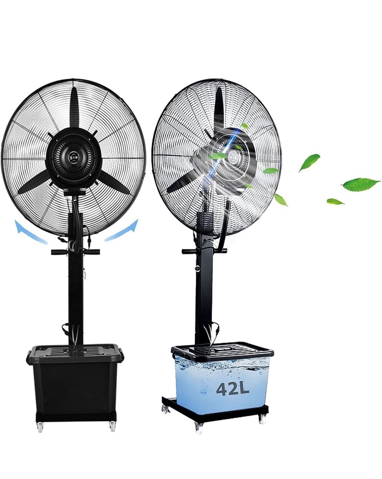 Outdoor Island Misting Fan, 3 Cooling Speeds Pedestal Fan with 11 Gallon Tank, Art Deco Pedestal Fan for Backyards, Patios and More, 90° Oscillation,