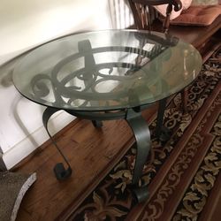 Glass and Metal End Table 