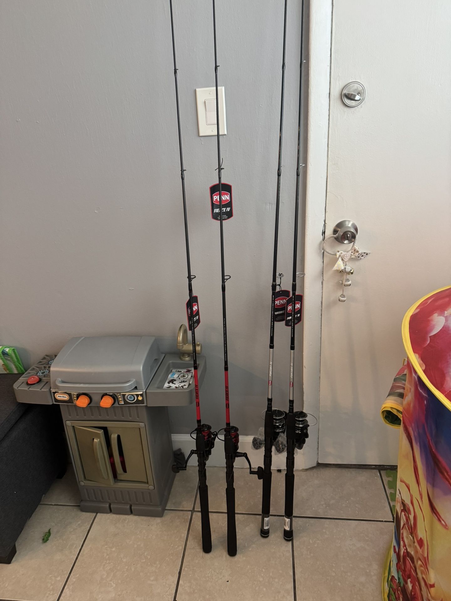 Black And Red Penn Fishing Pole Real Size 3000 Rod And Reel Combo Gray And Black Reel Size 3000 Penn Battle IV Both 7 For Rods  