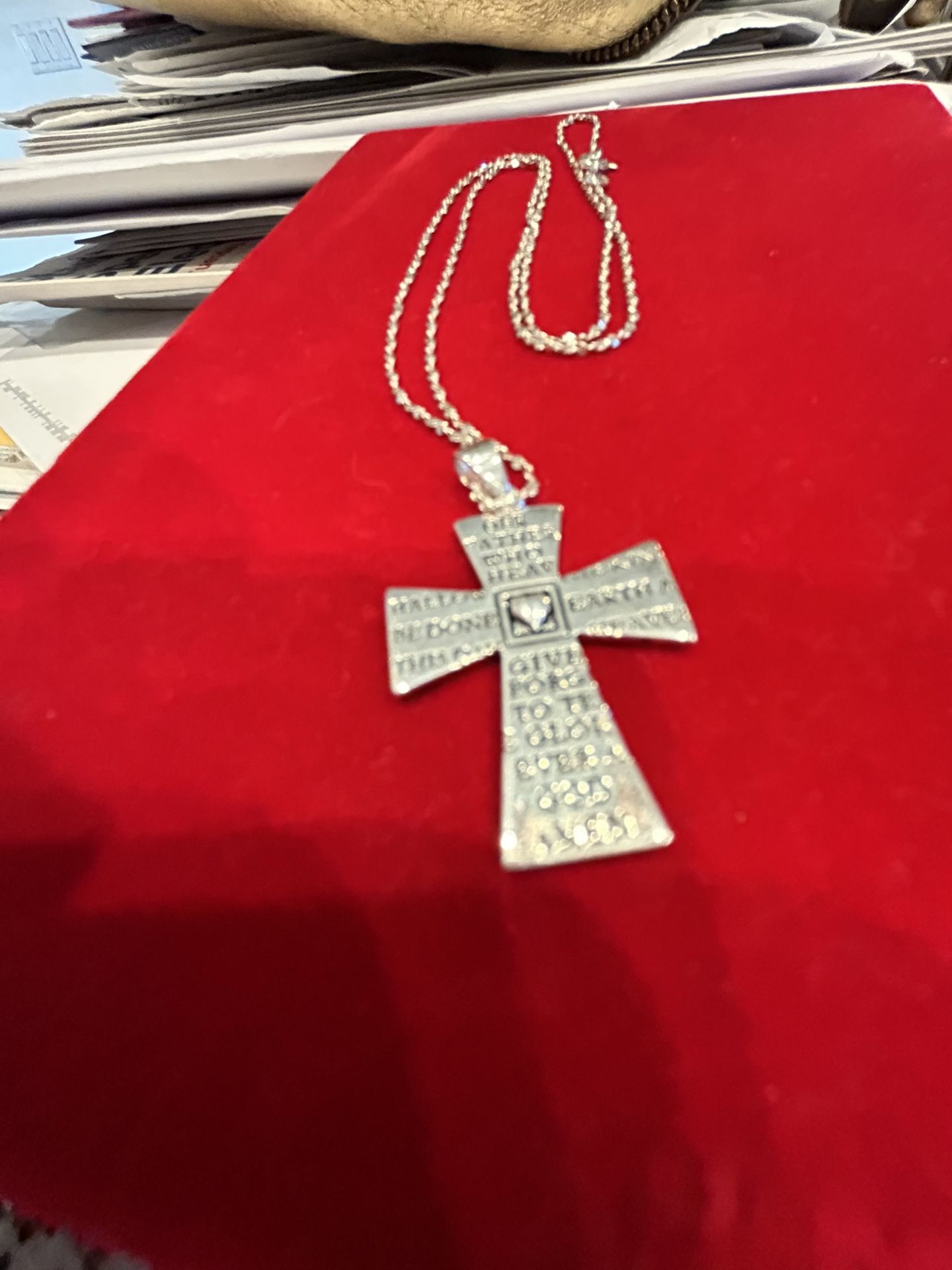 Sterling Silver 925 Necklace With Cross Pendant.
