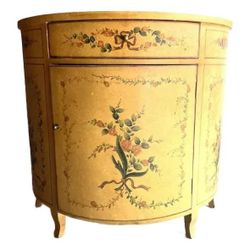 NY: Vintage Hand Painted Half-Moon Cabinet