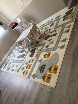 Rugshop Kids Play Road Cityscape Playroom Area Rug Cream 8' x 10' Indoor