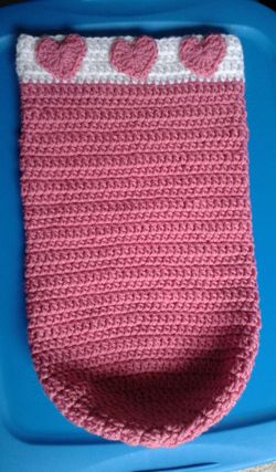 Newborn Girl 19" Handmade Heart Cocoon Sack