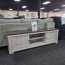 Two-Tone TV Stand with Cabinets and Shelves 🚚WE DELIVER🚚