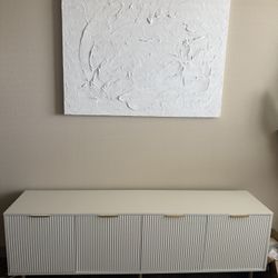 White Fluted TV Console / Sideboard – Fully Assembled